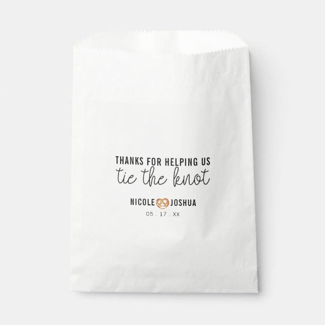Thanks for Helping Us Tie the Knot Pretzel Wedding Favour Bag (Front)