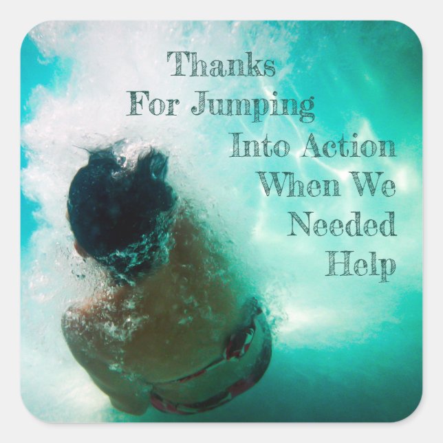 Thanks for Jumping Into Action Square Sticker (Front)