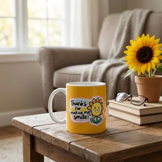 Thanks For Making Me Smile Mug (Make someone smile with this cute flower mug! )
