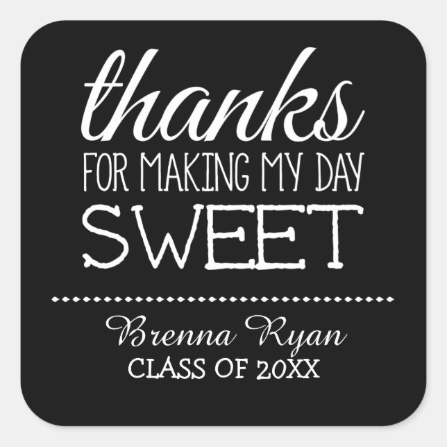 Thanks for Making My Day Sweet - Class of 2015 Square Sticker (Front)