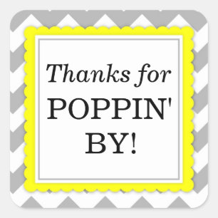 Thanks for Poppin' By Square sticker - Chevron