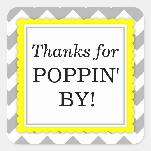 Thanks for Poppin' By Square sticker - Chevron (Front)
