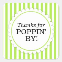 Thanks for Poppin' By Square sticker - Stripes