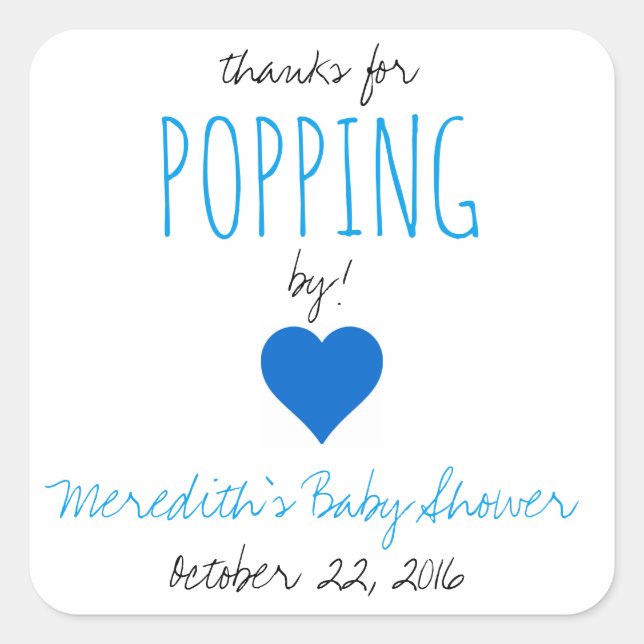 Thanks for Popping By!  Baby Shower Favour Sticker (Front)