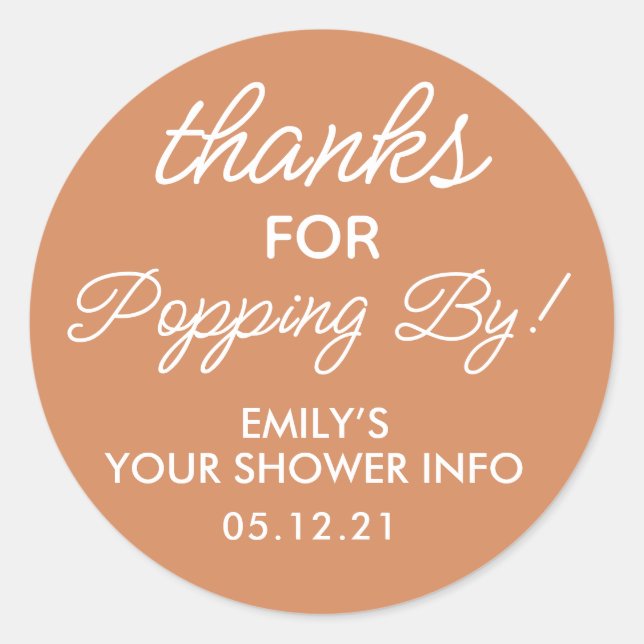 Thanks for Popping By Baby Shower Favour Stickers (Front)