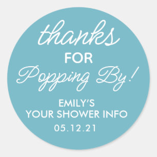 Thanks for Popping By Baby Shower Favour Stickers