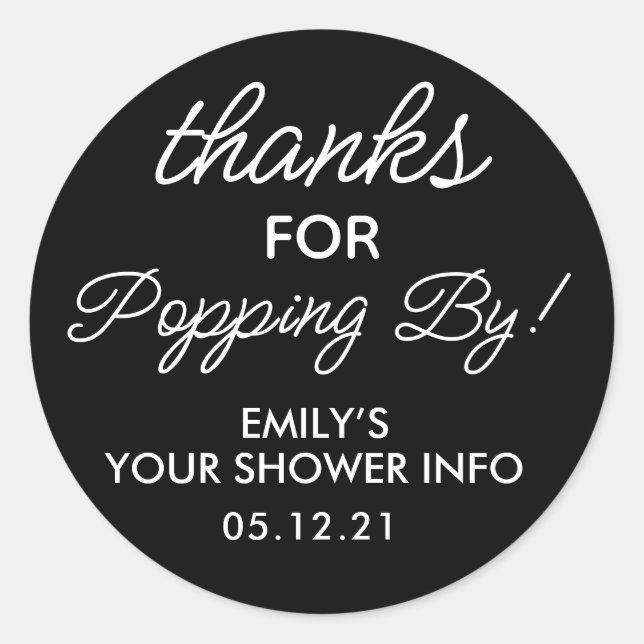 Thanks for Popping By Baby Shower Favour Stickers (Front)
