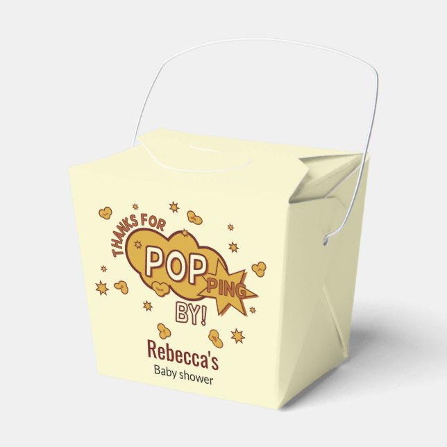 "thanks for popping by" baby shower party gift favor box (Front Side)