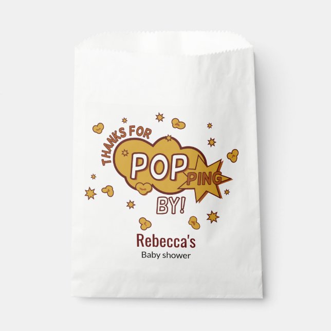"thanks for popping by" baby shower party gift favour bag (Front)