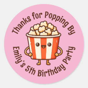 Thanks for Popping By Custom Popcorn Party Favour Classic Round Sticker