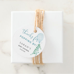 Thanks For Popping By Greenery Eucalyptus Balloon Favour Tags