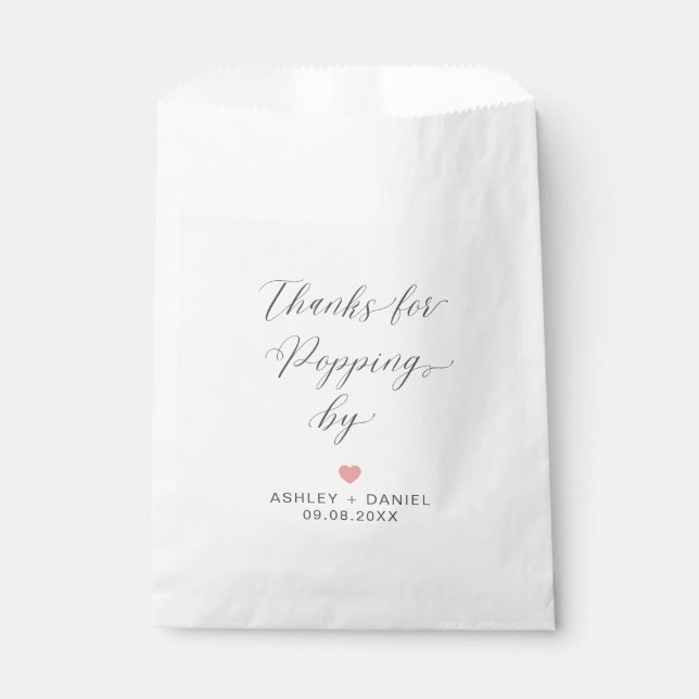 Thanks for Popping By Modern Wedding Treat Sacks, Favour Bag (Front)