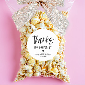 Thanks For Popping By Popcorn Party Favour Sticker