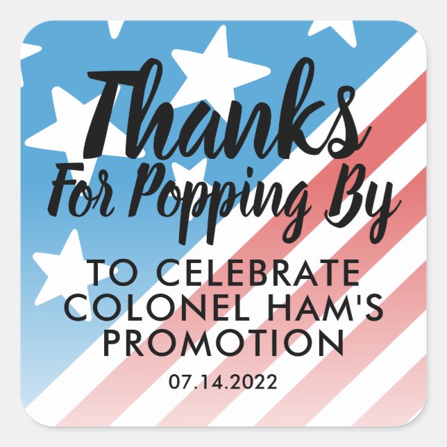 Thanks for Popping By Popcorn US Flag Military Cla Square Sticker (Front)