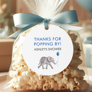 Thanks for Popping By Tags, Elephant Baby Shower Favour Tags