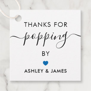 Thanks for Popping By Tags, Wedding Tag, Blue Favour Tags
