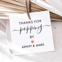 Thanks for Popping By Tags, Wedding Tag, Coral