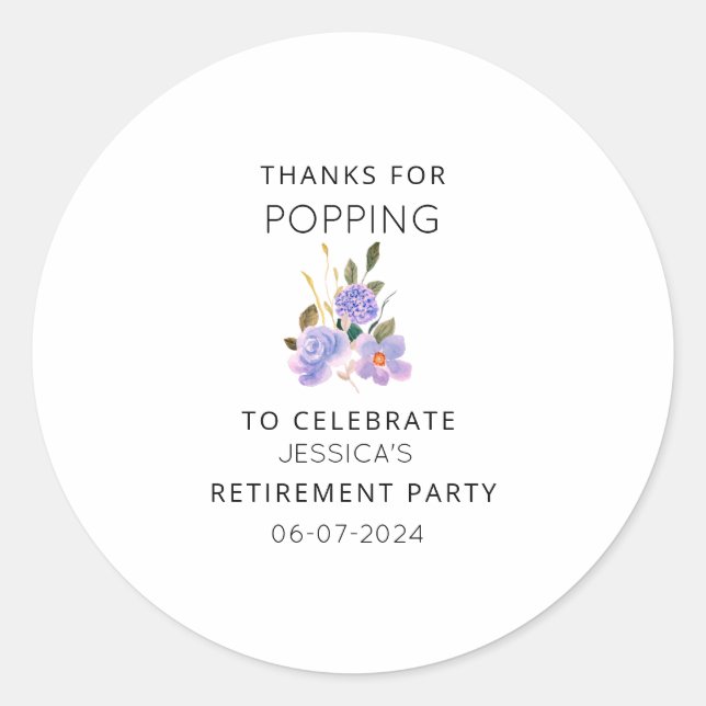  Thanks for Popping Retirement Party Popcorn favou Classic Round Sticker (Front)