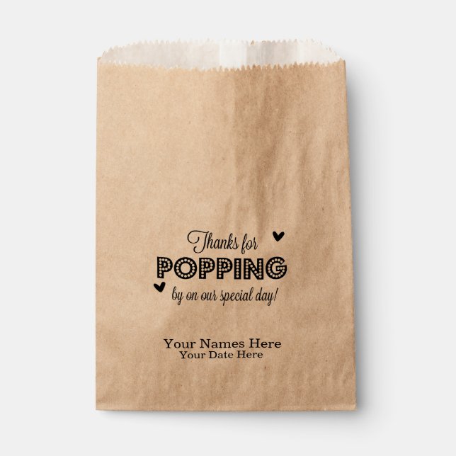 Thanks for Popping, Sweet Thank Yo, Wedding Favour Bag (Front)