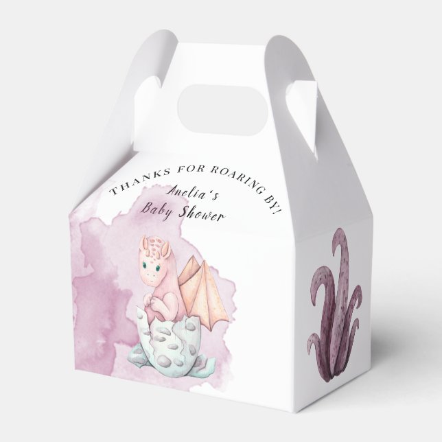 Thanks For Roaring By! Dragon Baby Shower Favor Box (Front Side)