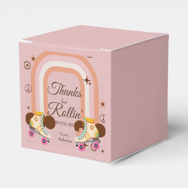 Thanks for Rollin' With Me Roller Skate Birthday Favor Box (Front Side)
