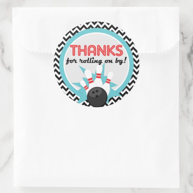 Thanks for Rolling on By Bowling Round Stickers (Bag)