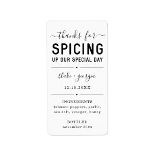 Thanks for Spicing Up Our Special Day Sauce Label
