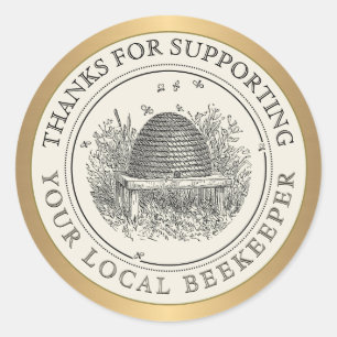 Thanks for Supporting Your Local Beekeepers Gold Classic Round Sticker