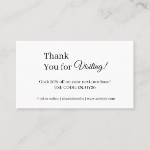 Thanks for the Love   Monochrome Modern Business Discount Card