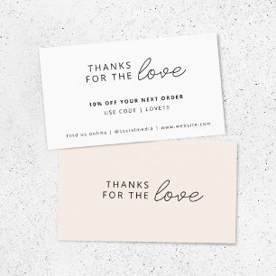 Thanks for the Love   Peach Modern Businesss Order Discount Card