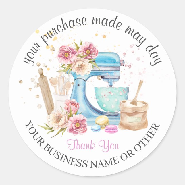 Thanks for the purchase, small bakery business.  c classic round sticker (Front)