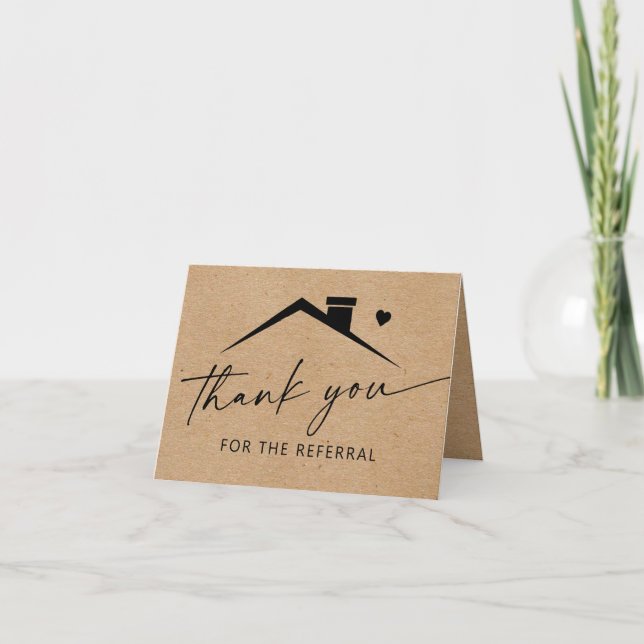Thanks For The Referral Realtor Real Estate Kraft  Thank You Card (Front)
