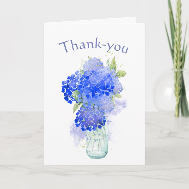 Thanks For Your Kindness Custom Blue Flowers Thank You Card (Front)