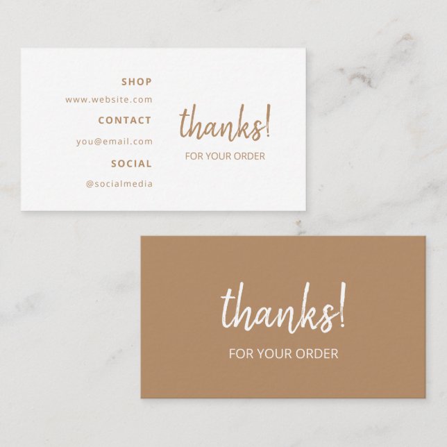 Thanks for your Order | Brown Business Card (Front/Back)