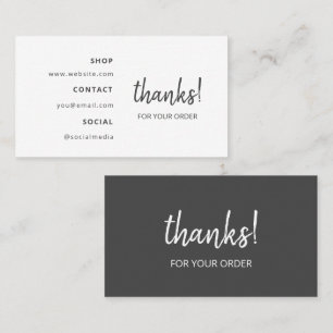Thanks for your Order Dark Grey Business Card