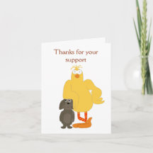 Thanks for Your Support with cartoon bird and dog