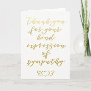 Thanks for your sympathy Gold script Greeting Card