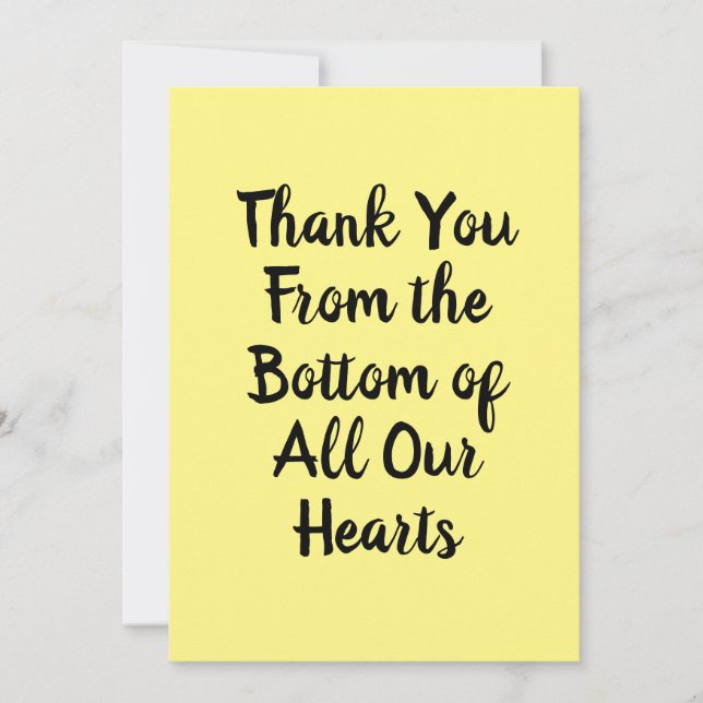 Thanks From Bottom of Hearts Flat Thank You Card (Front)