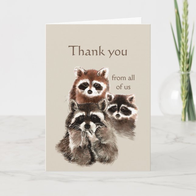 Thanks From Us All Raccoon Cute Animal & Scripture Card (Front)