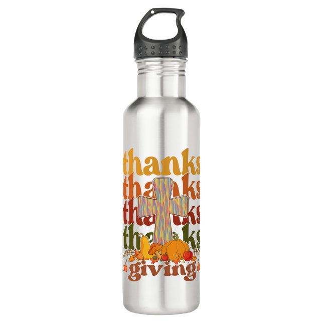 Thanks Giving Cross Pumpkin 710 Ml Water Bottle (Front)