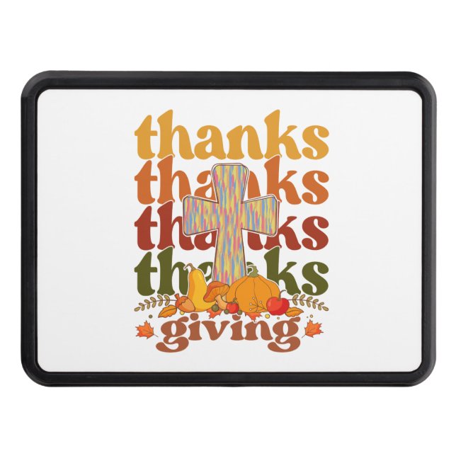 Thanks Giving Cross Pumpkin Trailer Hitch Cover (Front)