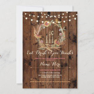 Thanks Giving Thanksgiving Floral Fall Invite
