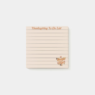 Thanks Giving to Do list Post-it Notes