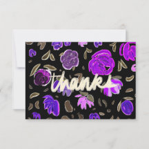 Thanks Gold and Rose Embossed Thank You Card