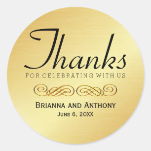 Thanks Gold Wedding Thank You Sticker Seal