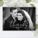 Thanks Hand Lettered Script Wedding Thank You Card<br><div class="desc">Thanks Hand Lettered Script Wedding Thank You Card. Personalize these elegant photo wedding thank you cards with your custom photos and text. You can edit the design further with the Edit Design button.</div>