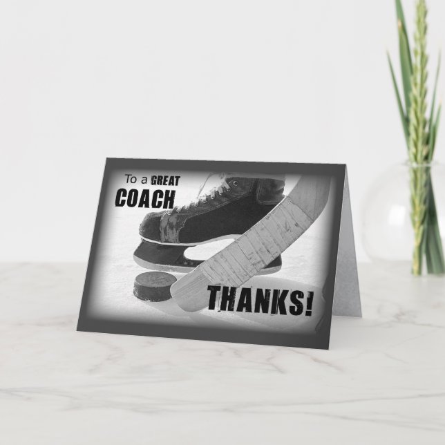 Thanks Hockey Coach Thank You Card (Front)