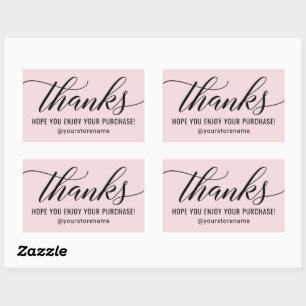 Thanks in Black Modern Script Pink Thank You Sticker
