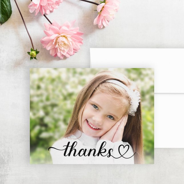 Thanks in Cute Heart Script Custom Photo Thank You Card (Creator Uploaded)