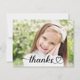 Thanks in Cute Heart Script Custom Photo Thank You Card